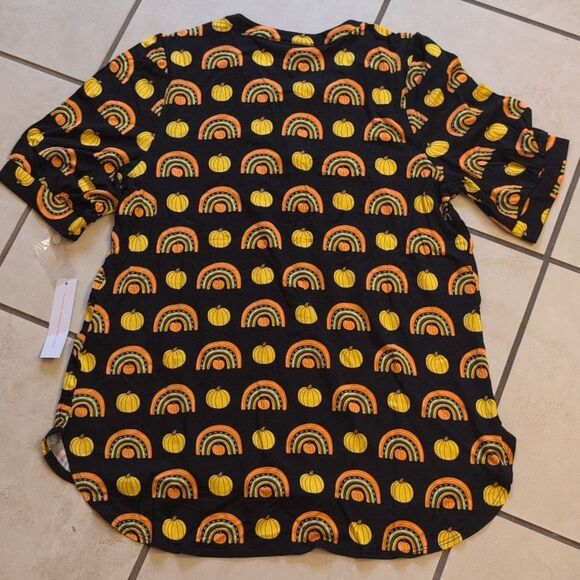 NWT ModCloth Winning Them Over Top Black Orange Pumpkin Halloween Size M - Picture 3 of 11